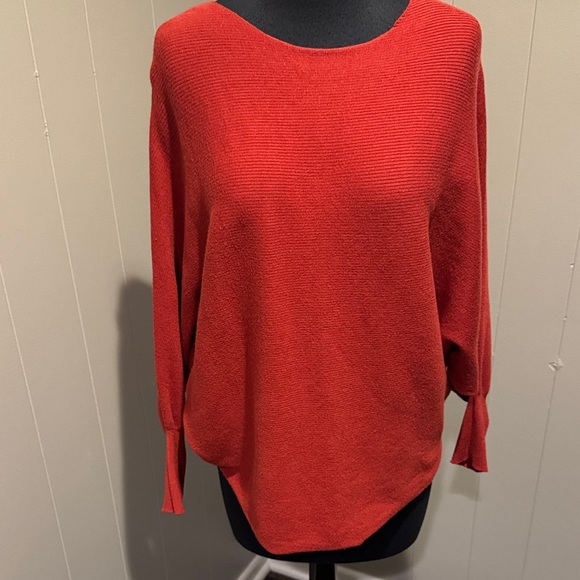 Thyme + Honey burnt red super stretch ribbed batwing sleeve sweater. Small. - Picture 1 of 5